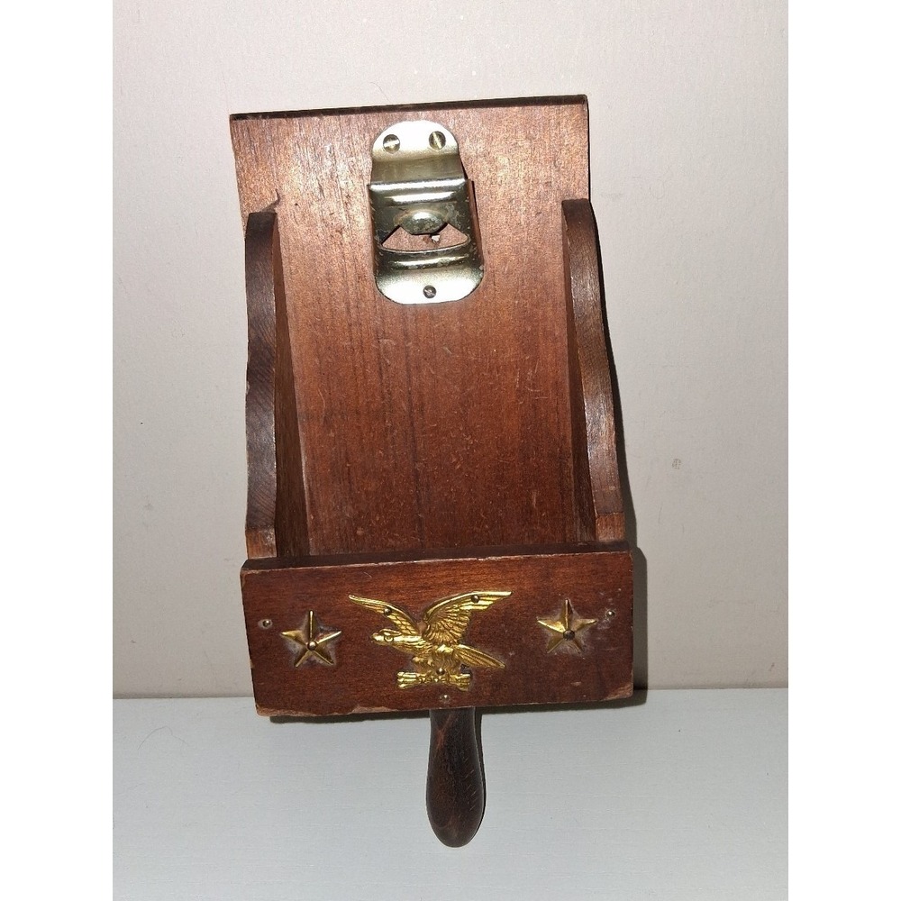Vintage Japan Wooden Wall Mount Bottle Opener Eagle Patriotic Bar Decor 9